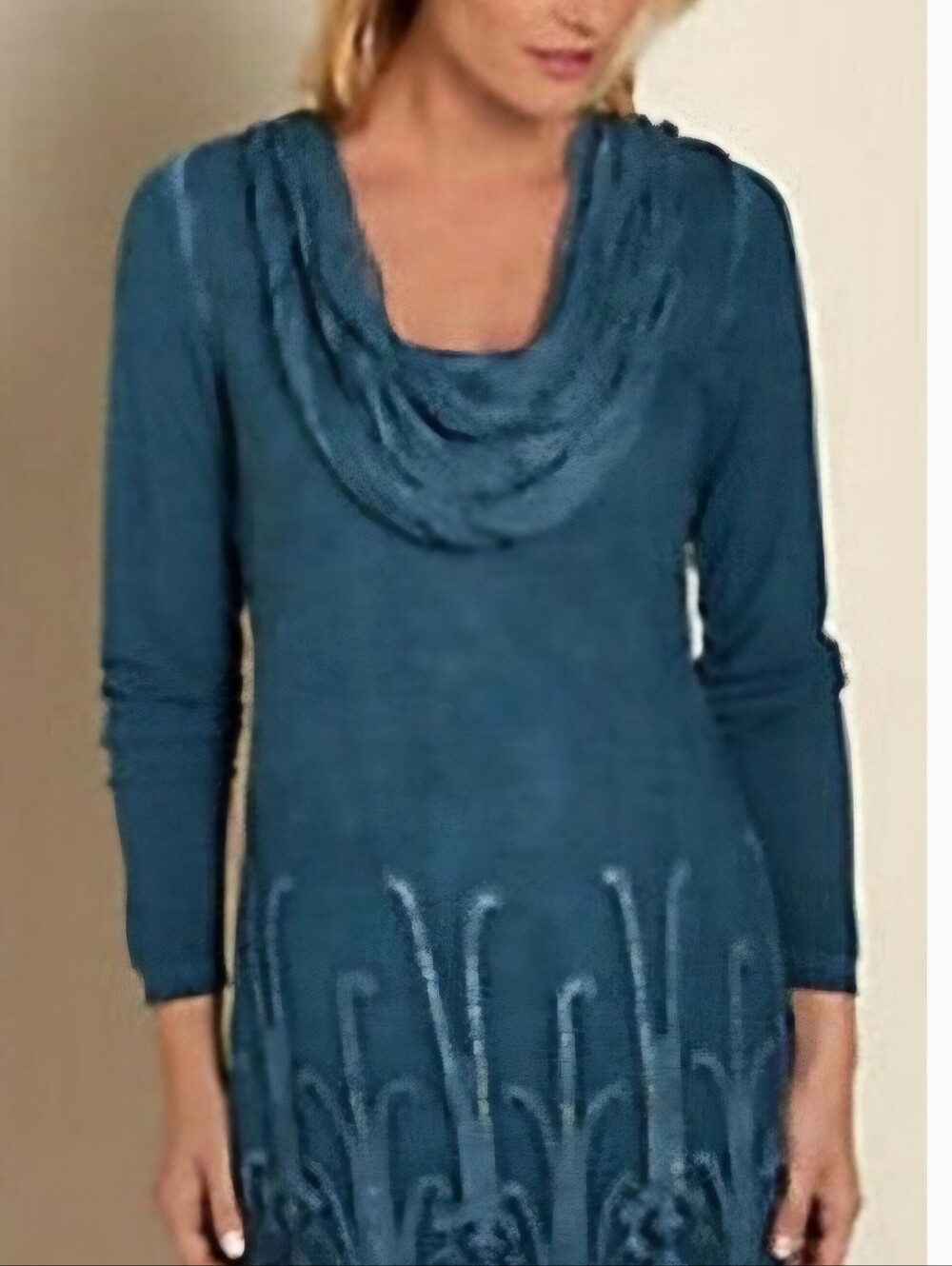 Soft Surroundings Beaux Arts Silk Tunic Blue Embellished Lagenlook Fairycore, L